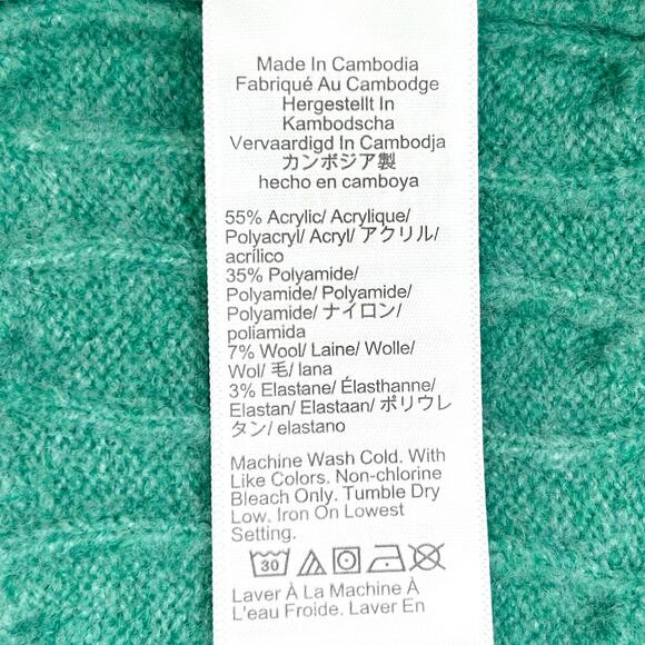 J. Crew Cable Knit Mock Neck Extra-Soft Green Sweater - Picture 8 of 8